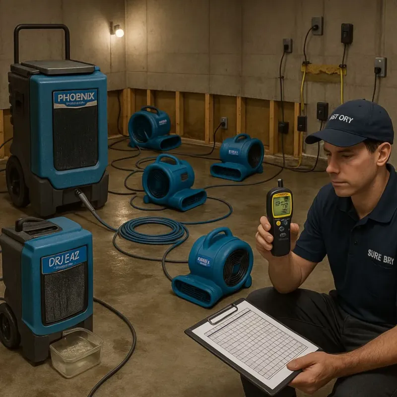 Structural Drying and Dehumidification process in Pontoon Beach, IL